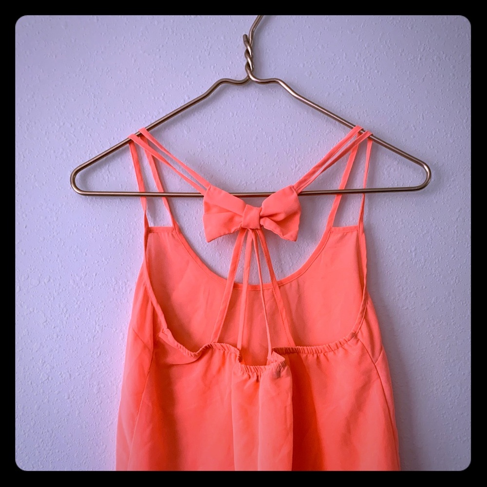 Charlotte Russe Bow back neon orange tanktop small
